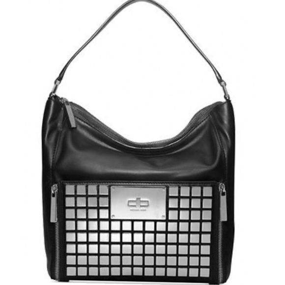 Michael Kors Medium Natalia Tile Shoulder Bag in Black - Picture 2 of 15